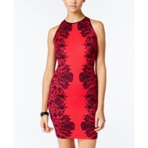 𝅺B. Darlin Womens Juniors Printed High Neck Bodycon Dress Red 1/2
